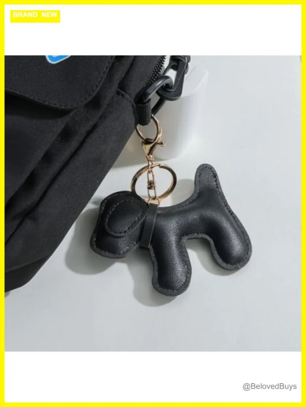 Faux Leather Dog Charm Keychain for Purse Handbags Bag Accessories